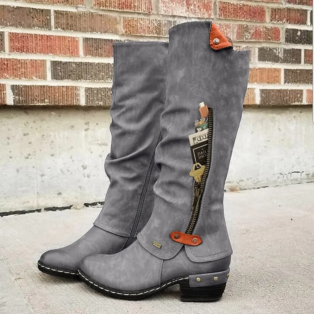 Luna - Bottes hautes légères avec bouton en métal