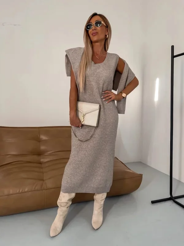 Charlotte - Ensemble élégant avec robe et pull à col