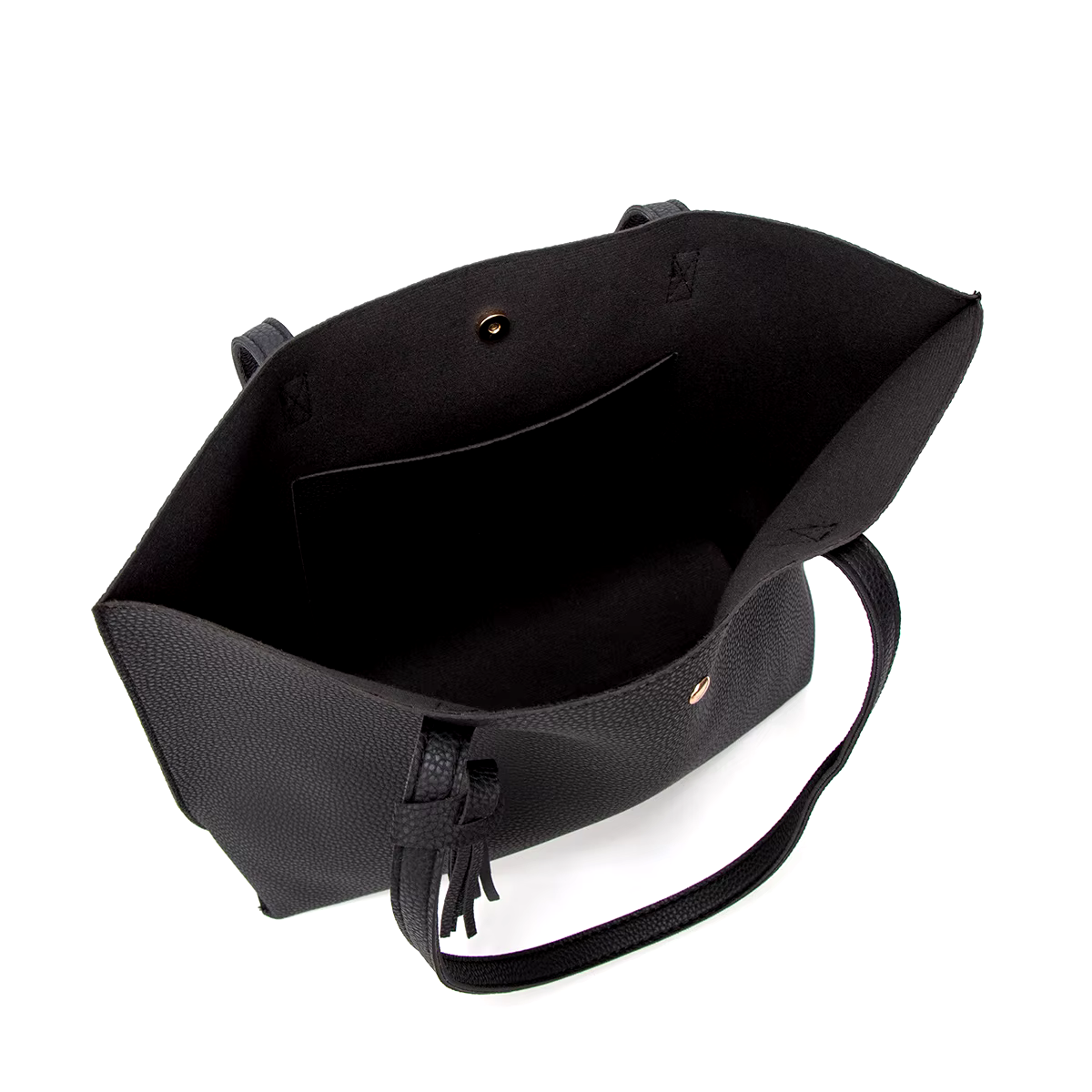 Sac à main noir avec portefeuille assorti