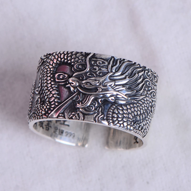 Bague en argent Dragon Sutra - Bague élégante et unique