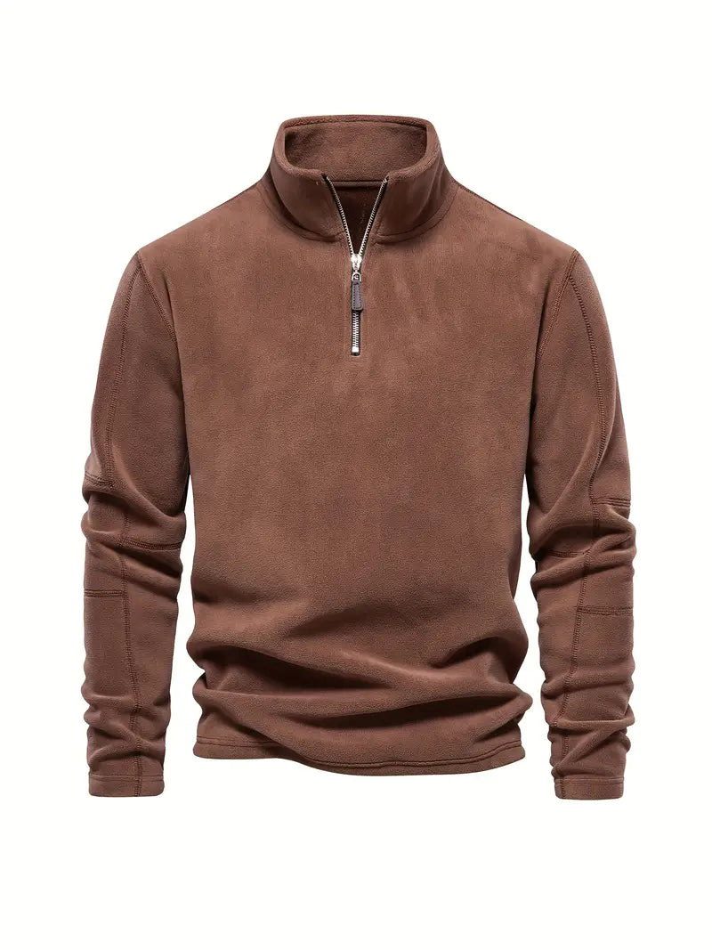 Victor - Pull en velours côtelé demi-zip pour homme