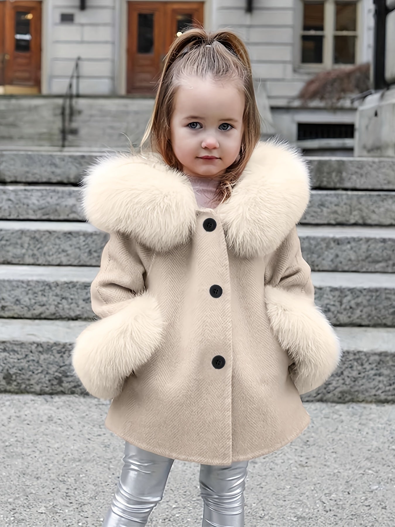 Chloé - Veste en fourrure avec capuche pour filles