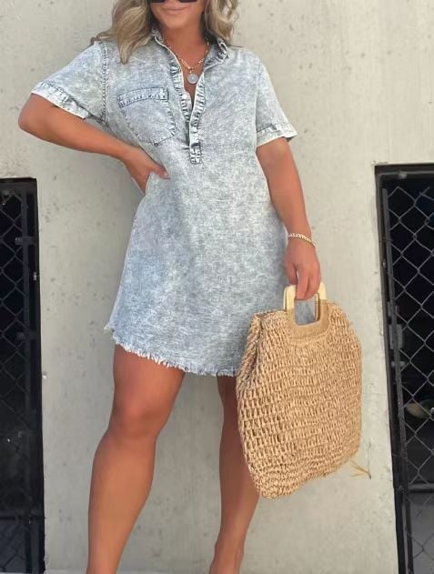 Marianne - Robe chemise en denim tendance