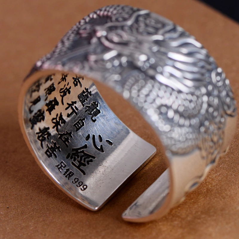 Bague en argent Dragon Sutra - Bague élégante et unique