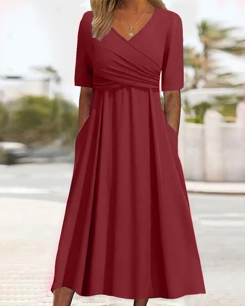 Lina - Robe croisée à manches courtes élégante