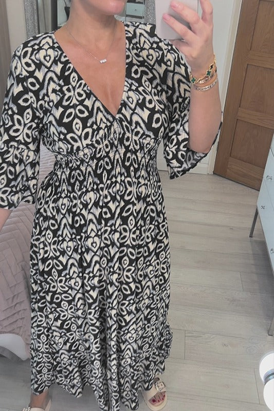 Lianne - Robe maxi à col en V sophistiquée