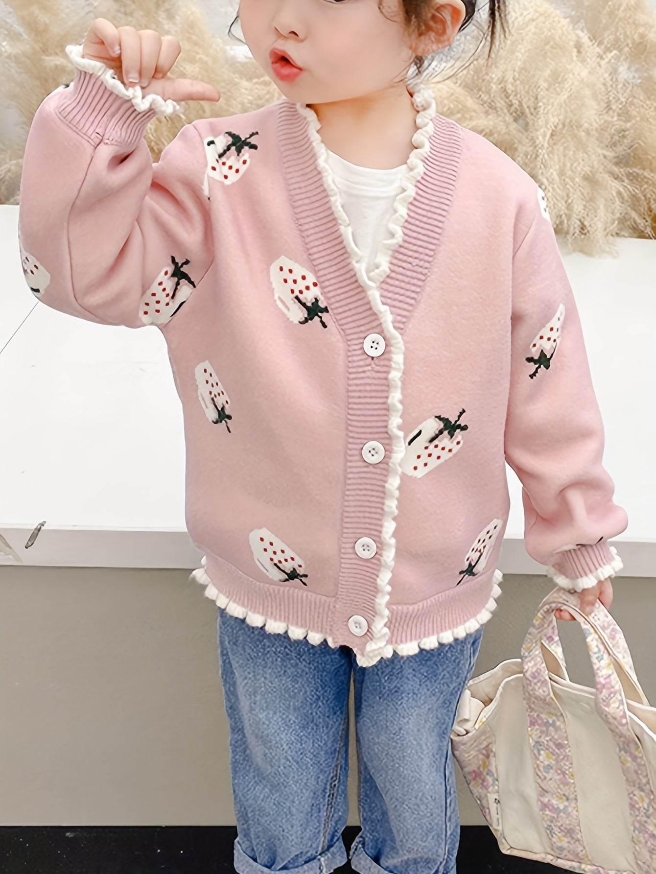 Sophie - Gilet mignon avec motif de fraises pour filles