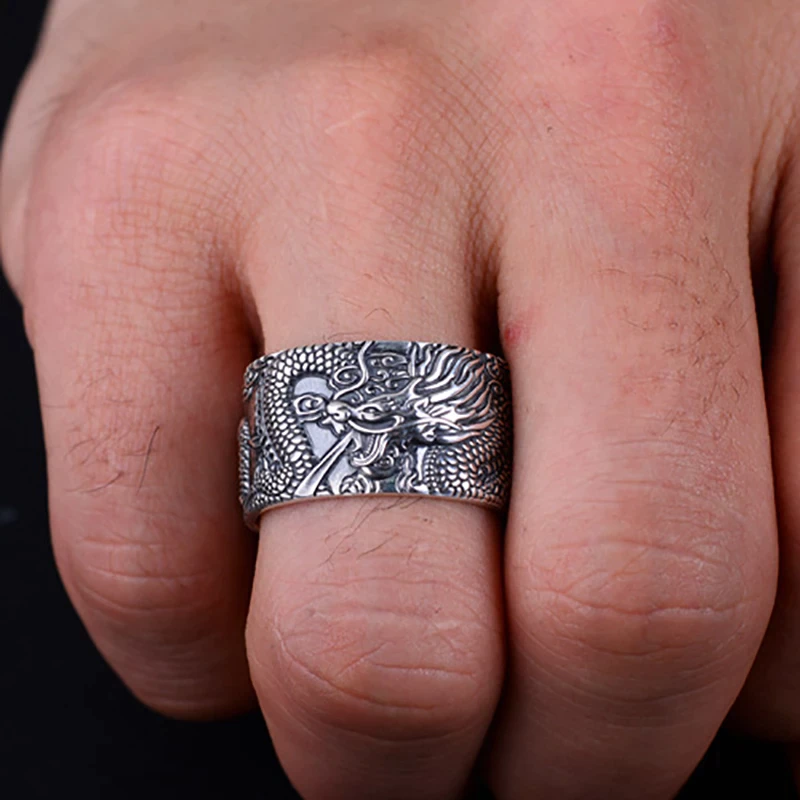 Bague en argent Dragon Sutra - Bague élégante et unique