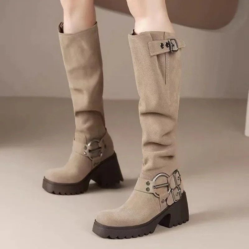 Amy - Bottes hautes confortables en cuir PU