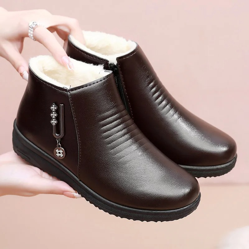 ComfyZip - Bottes d'Hiver pour Femmes avec Doublure en Fourrure et Fermeture Éclair pour le Confort