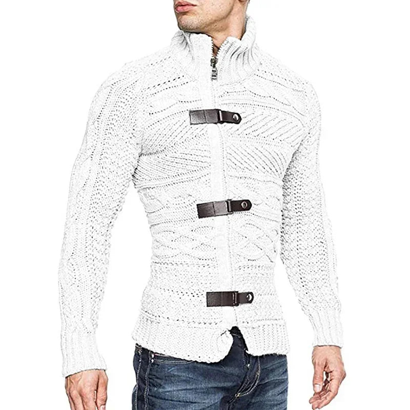 Gilet urbain Boaz - Cardigan en maille avec détails en cuir