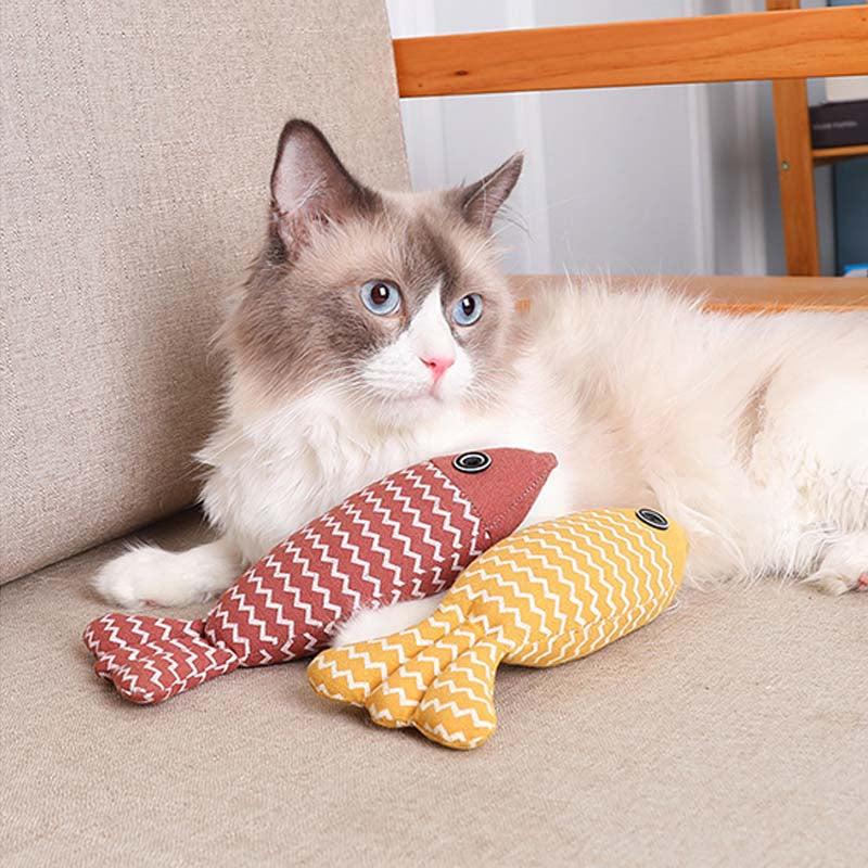 Ensemble de 3 jouets pour chats en forme de poisson - Parfait pour le jeu de pêche