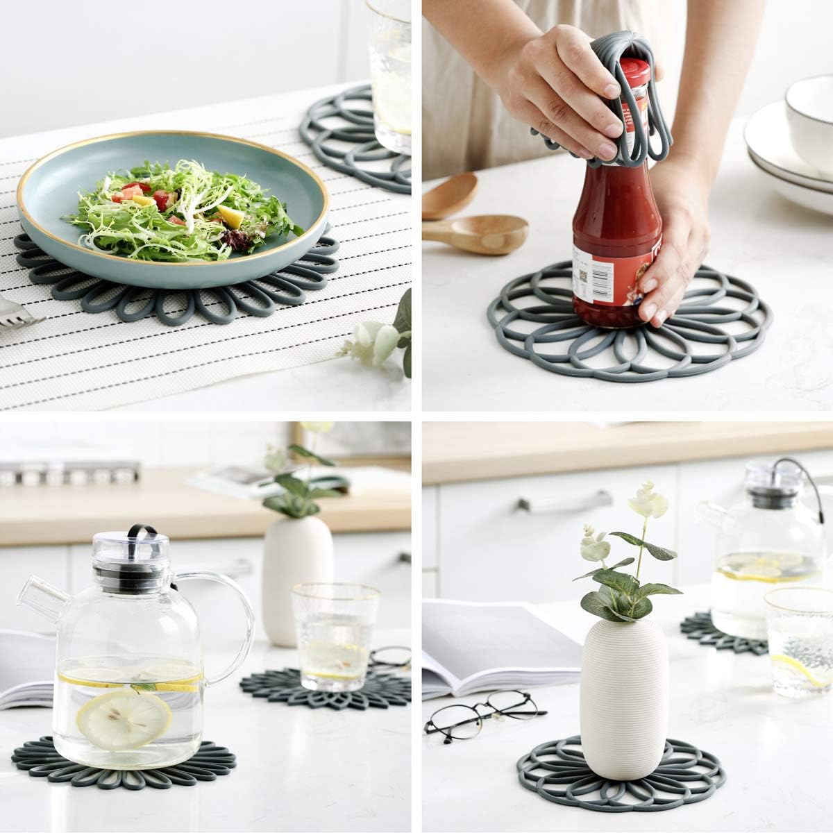 Ensemble de 3 Sous-verres en Silicone - Sous-verres Résistants à la Chaleur pour Casseroles et Poêles