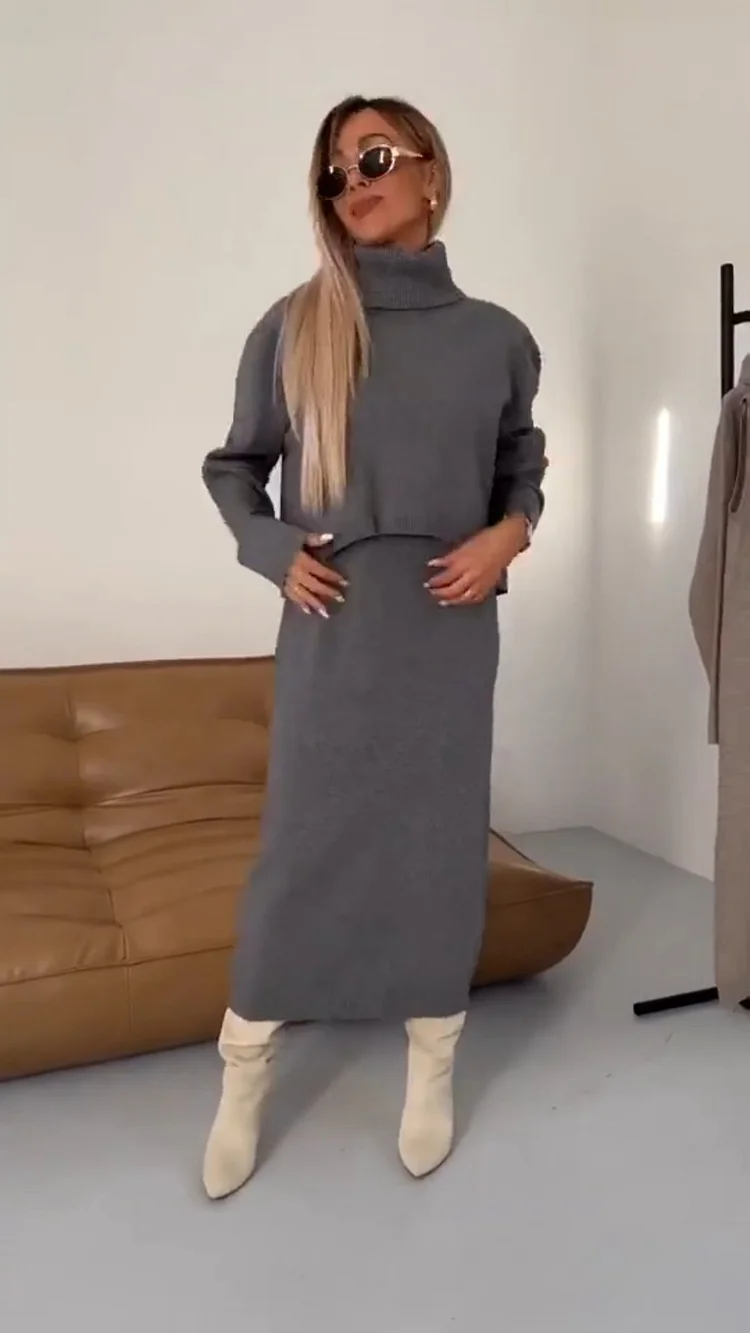 Charlotte - Ensemble élégant avec robe et pull à col