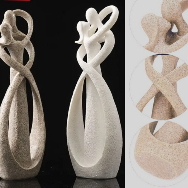 Amour Éternel - Sculpture Abstraite de l'Étreinte Intemporelle
