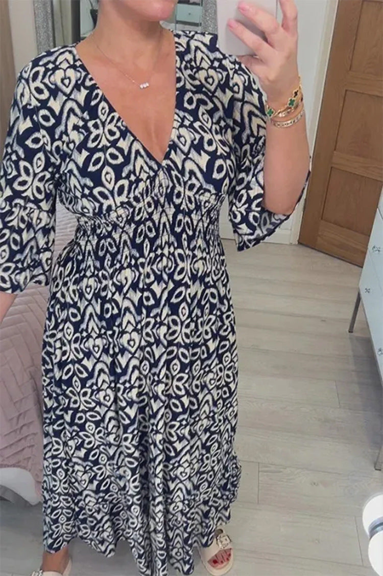 Lianne - Robe maxi à col en V sophistiquée