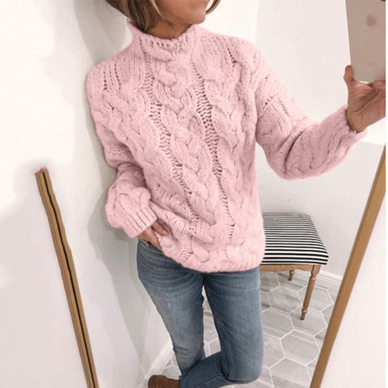 Lea - Pull à col roulé CozyKnit avec motif torsadé et tricot doux