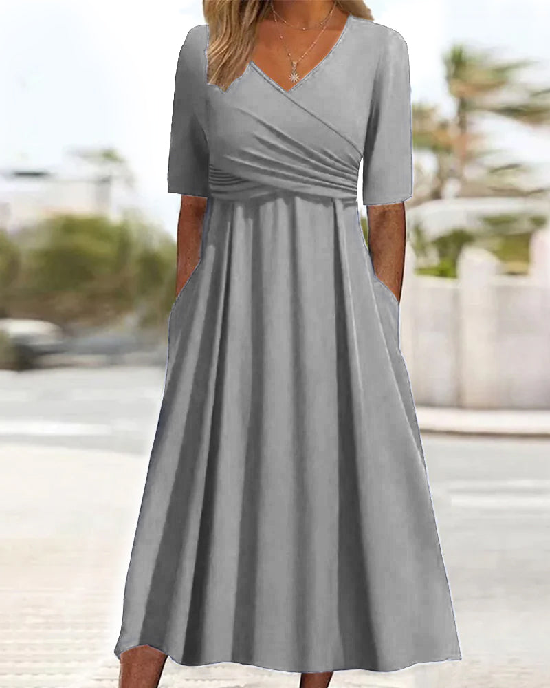 Lina - Robe croisée à manches courtes élégante
