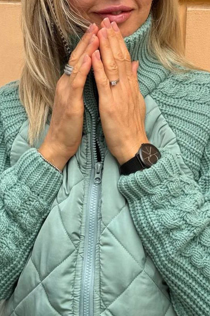 Jade - Veste Décontractée Unie - Patchwork Contrastant - Avec Fermeture Éclair