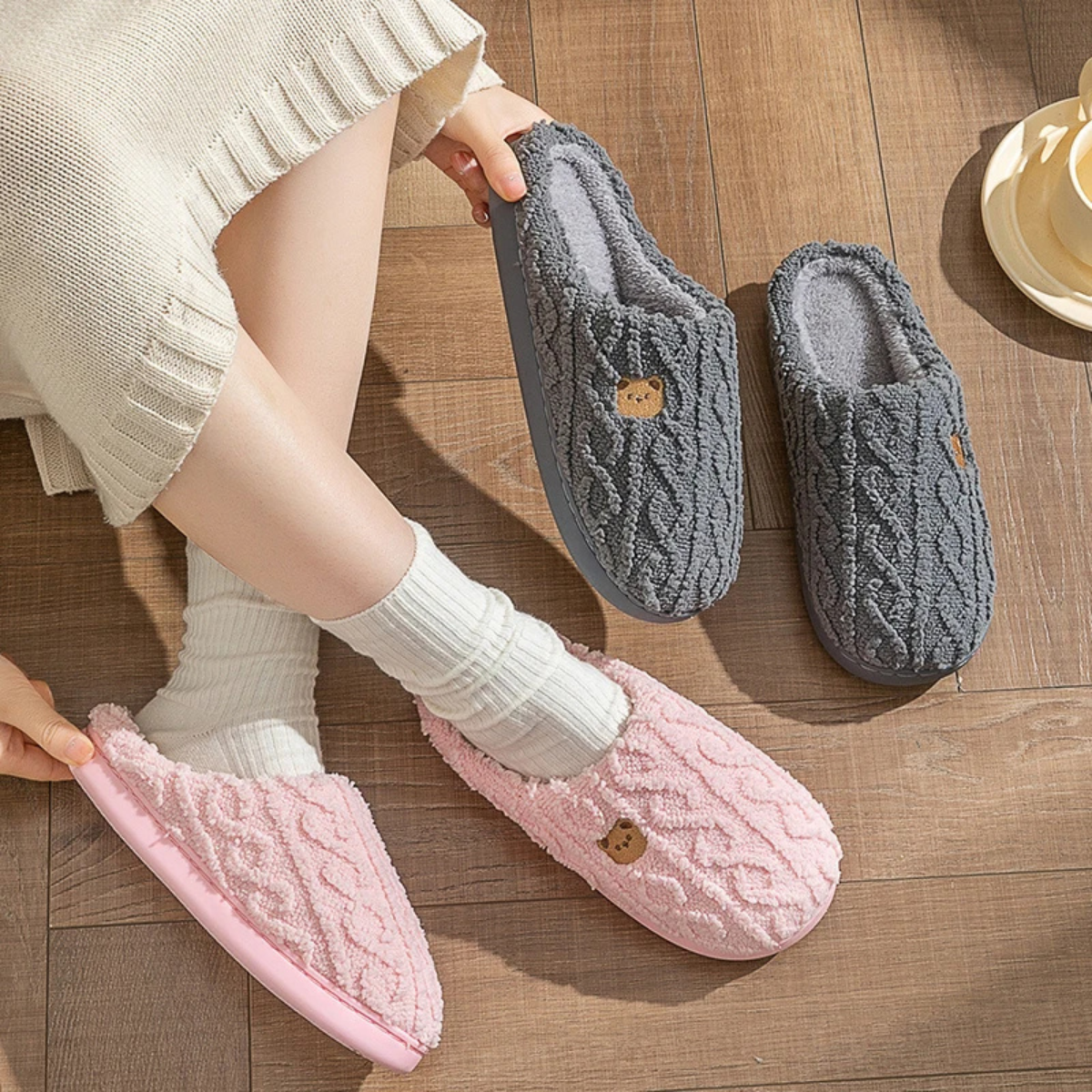 Iris - Chaussons Rayés pour Femme à Semelle Souple