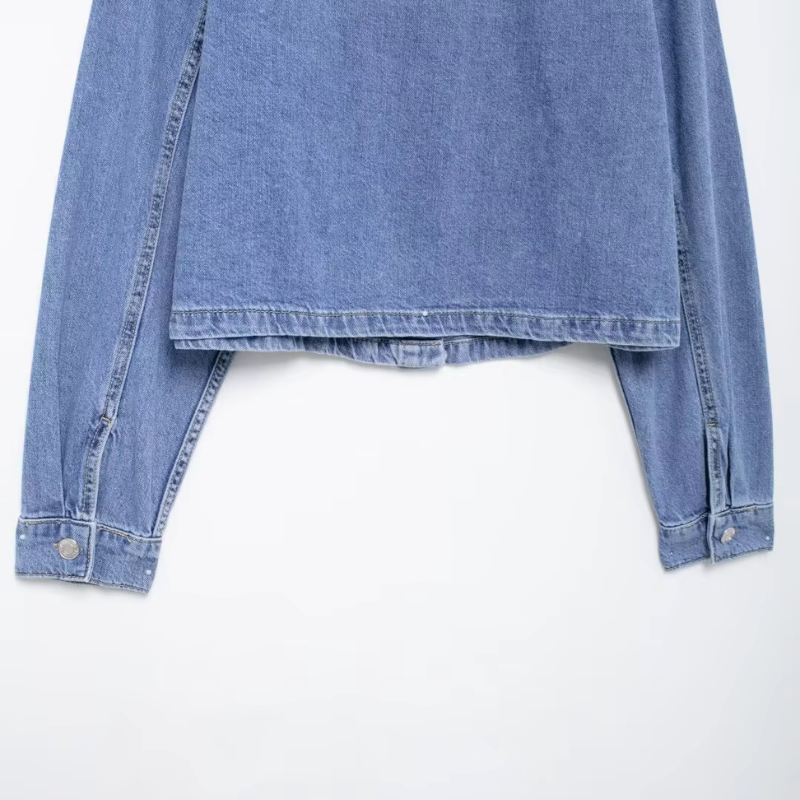 Ensemble en denim urbain décontracté bleu clair pour femmes