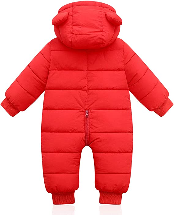 Petite Combinaison d'Hiver pour Bébé avec Oreilles d'Ours Adorables - Combinaison Chaude pour les Mois d'Hiver