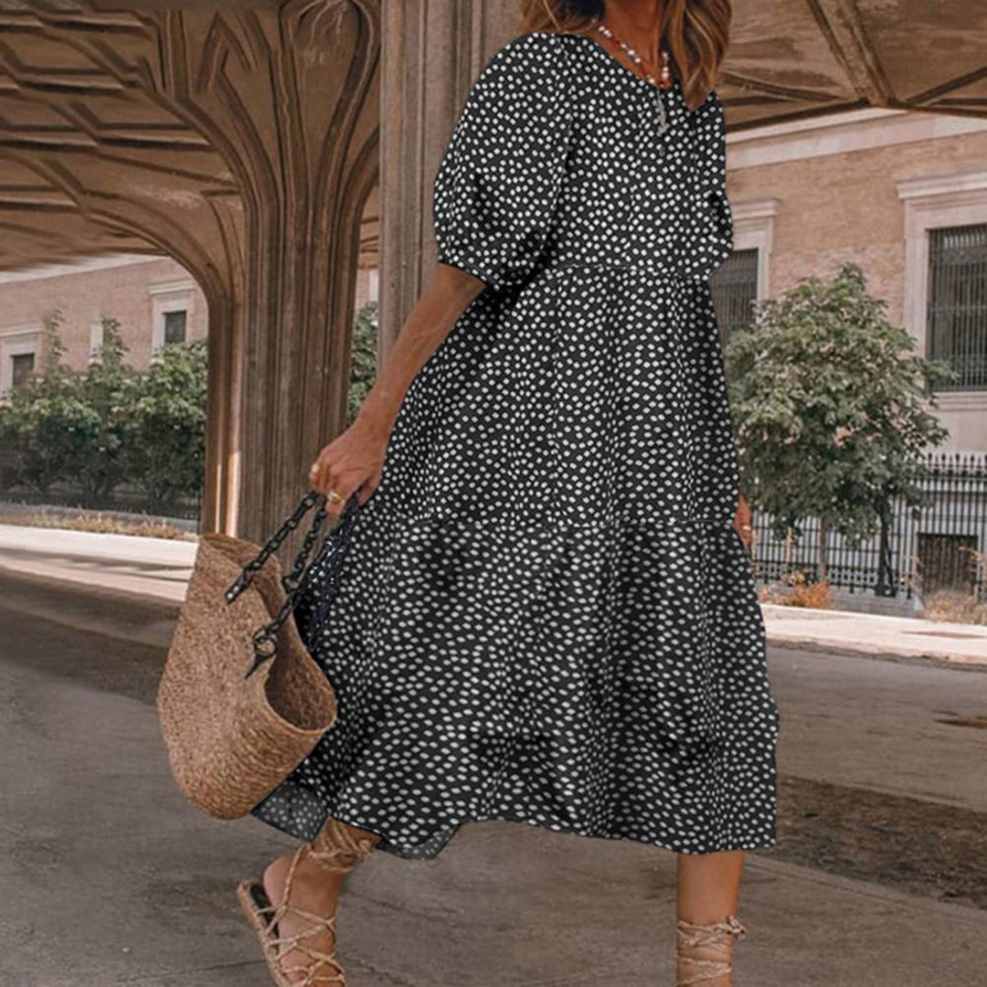 Sophie - Robe midi à manches courtes tendance
