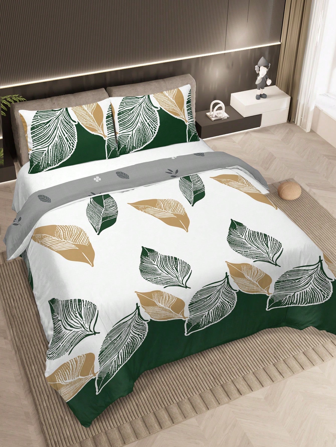 Oasis Tropicale - Housse de Couette Réversible Vert & Or