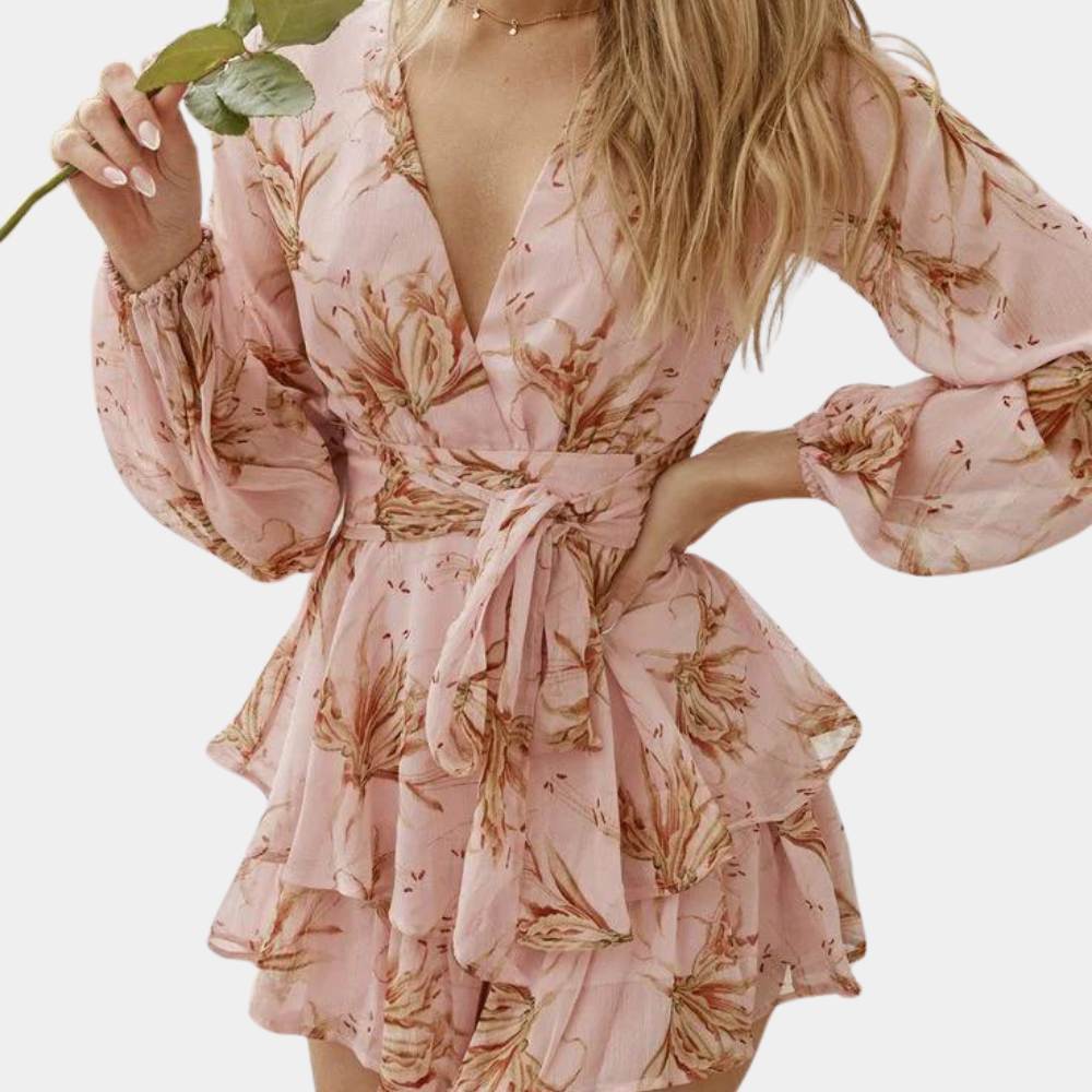 MonLu - Robe mini d'été à imprimé floral