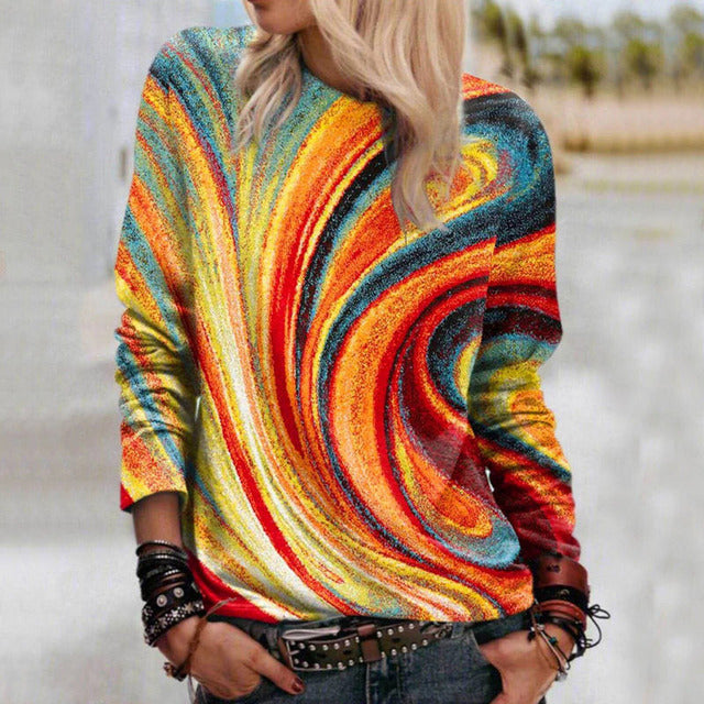 Pull Femme Aria à Imprimé Peinture à l’Huile