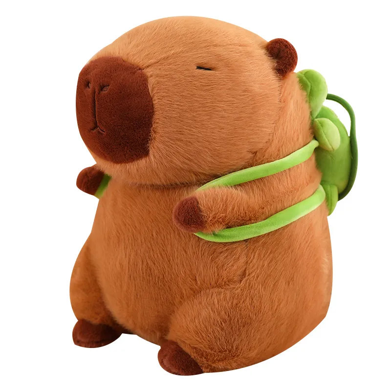 Capybara câlinable avec sac à dos de tortue - TurtleBuddy pour les aventures