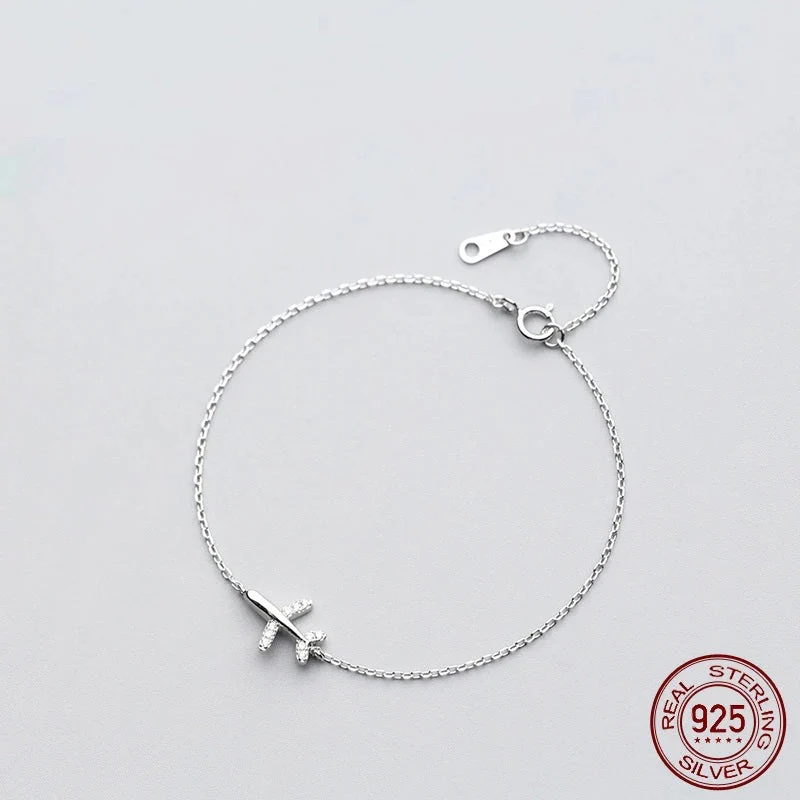 Tara - Bracelet Avion Argent