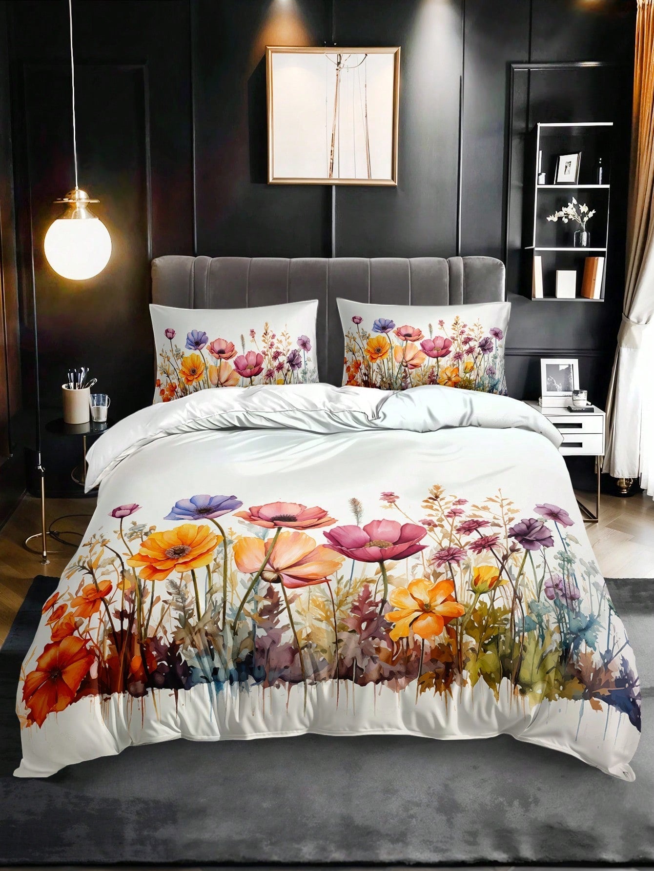 Ensemble de Housse de Couette Fleurs Chiques - Élevez l'Ambiance de Votre Intérieur (3 Pièces)