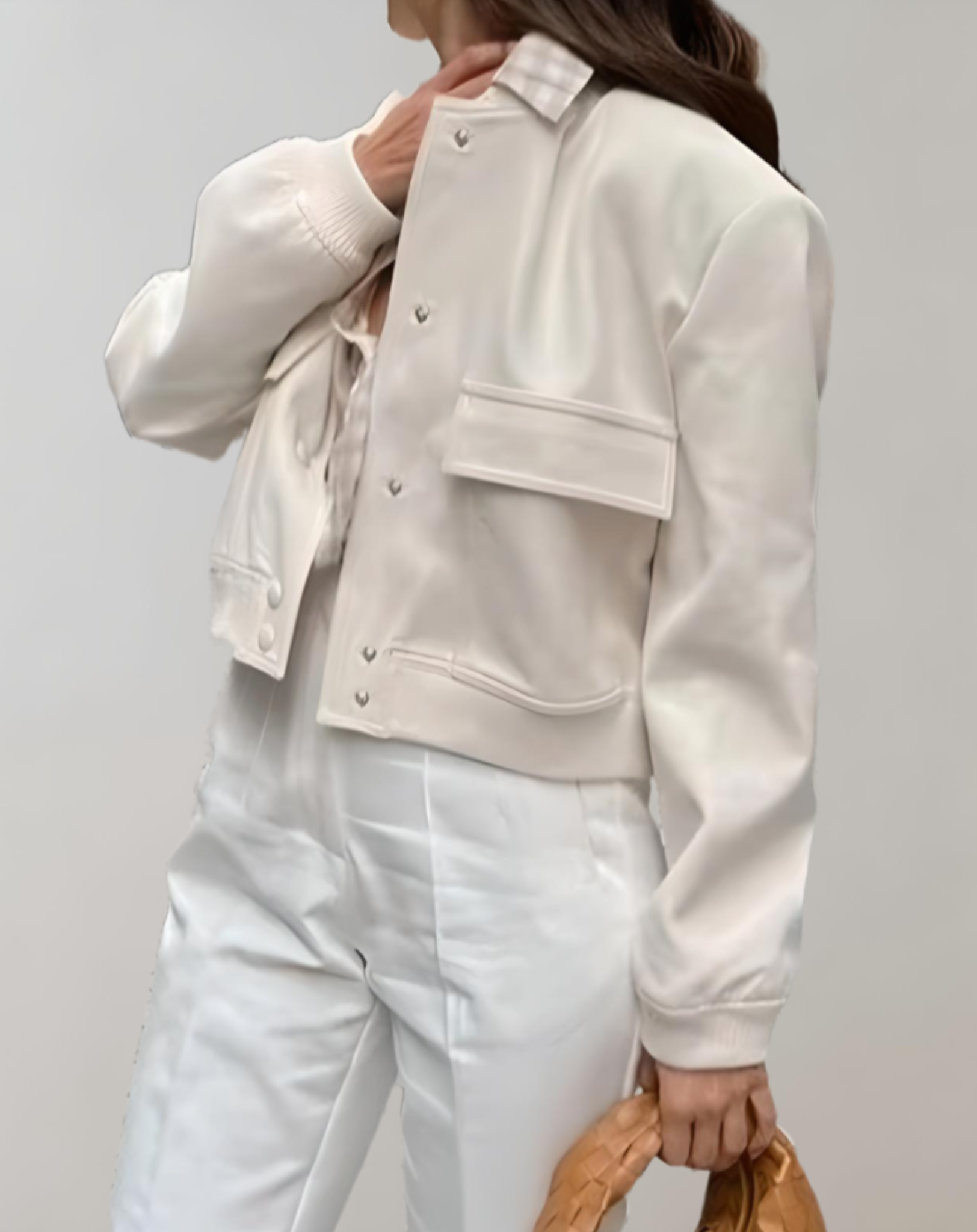 Luna - Manteau d'automne court et robuste avec manches oversize et grandes poches