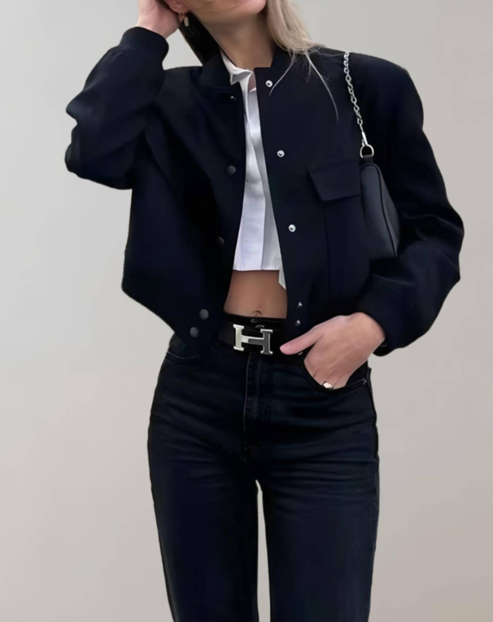 Luna - Manteau d'automne court et robuste avec manches oversize et grandes poches