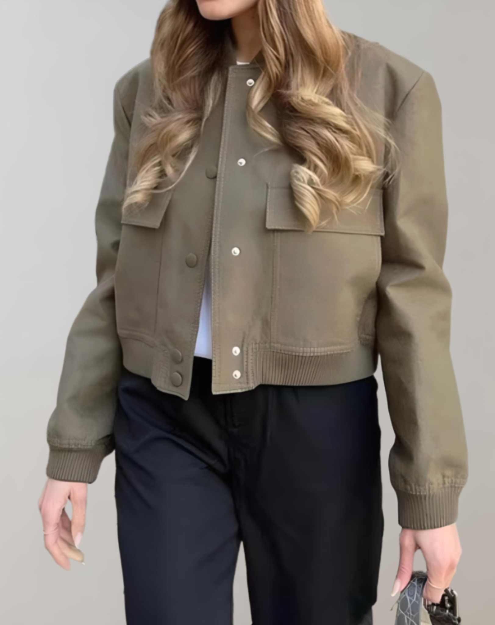 Luna - Manteau d'automne court et robuste avec manches oversize et grandes poches