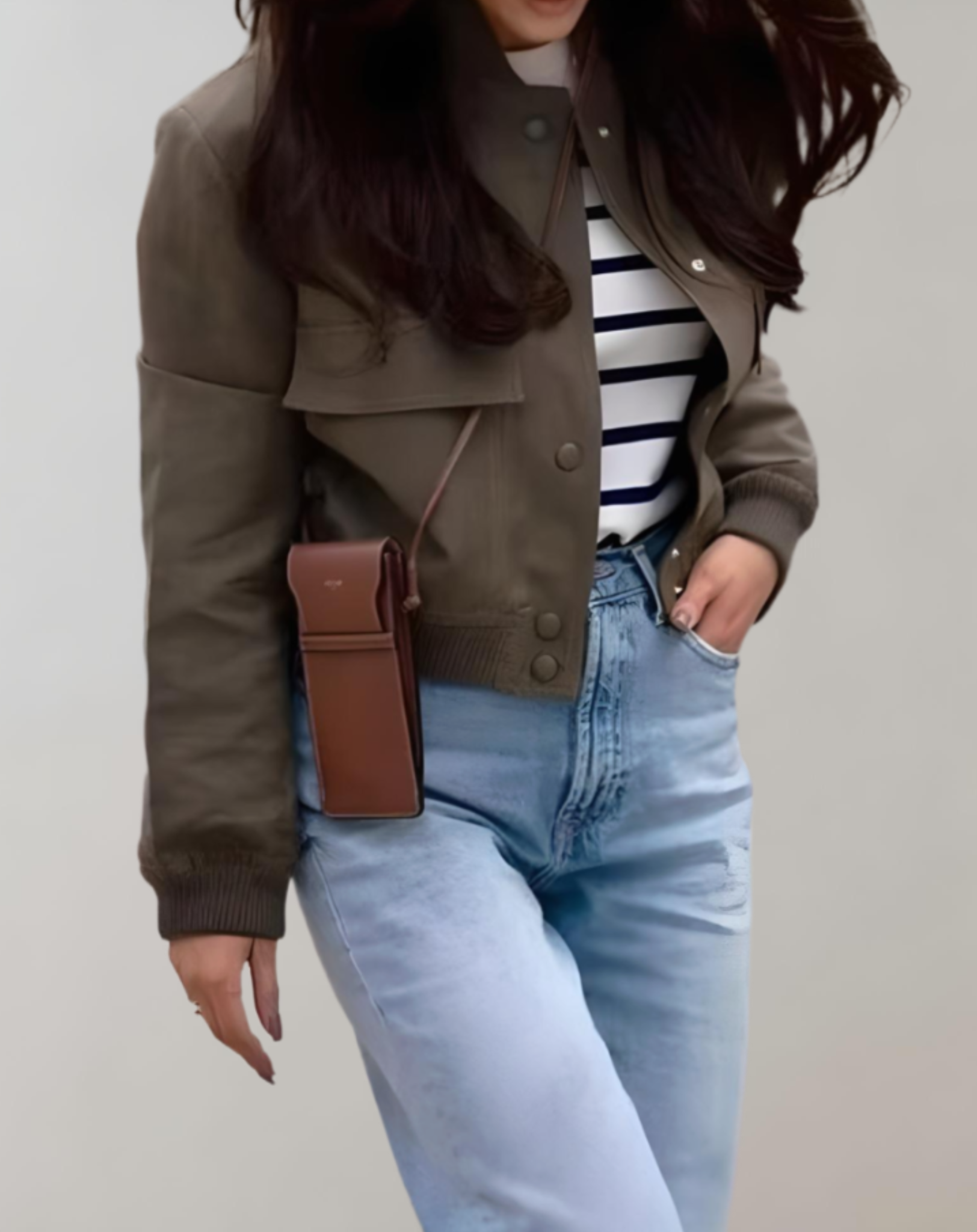 Luna - Manteau d'automne court et robuste avec manches oversize et grandes poches