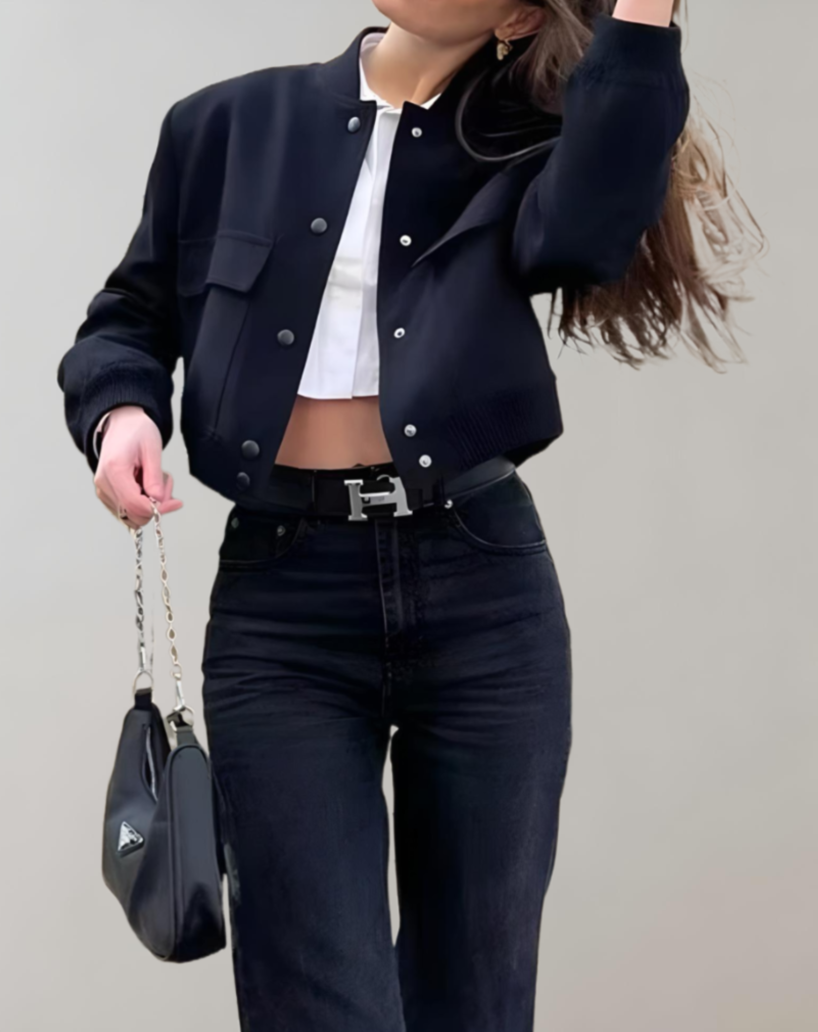 Luna - Manteau d'automne court et robuste avec manches oversize et grandes poches
