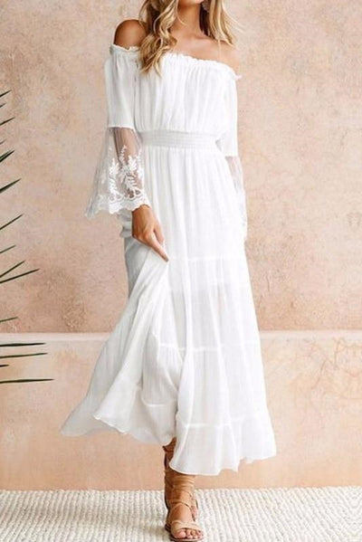 Lara - Robe maxi bohème blanche fluide