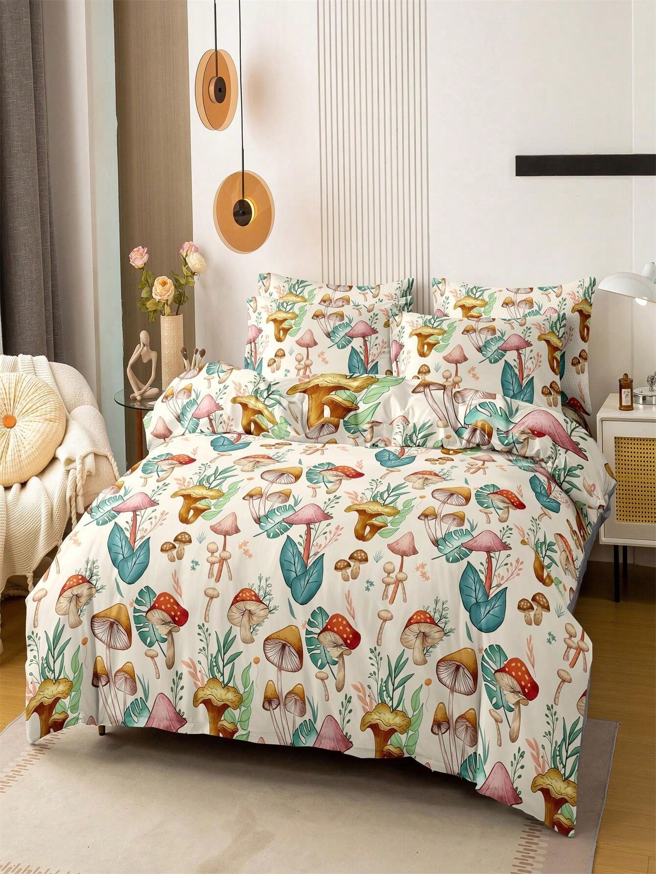 Ensemble de literie en polyester à motif de feuilles - Conception confortable et élégante pour chaque chambre à coucher (3 pièces)