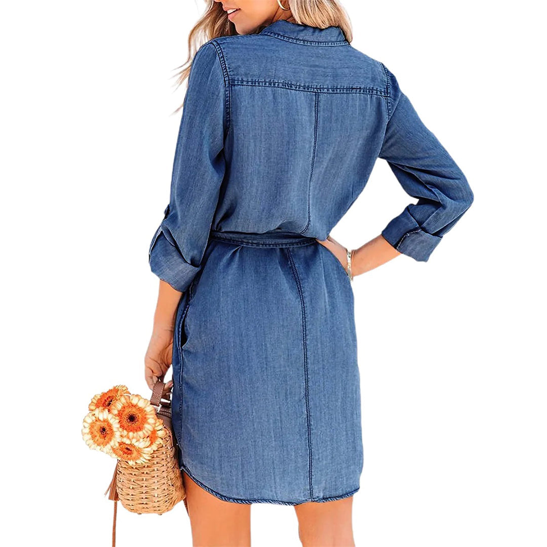 Minouk - Robe mini en denim bleu