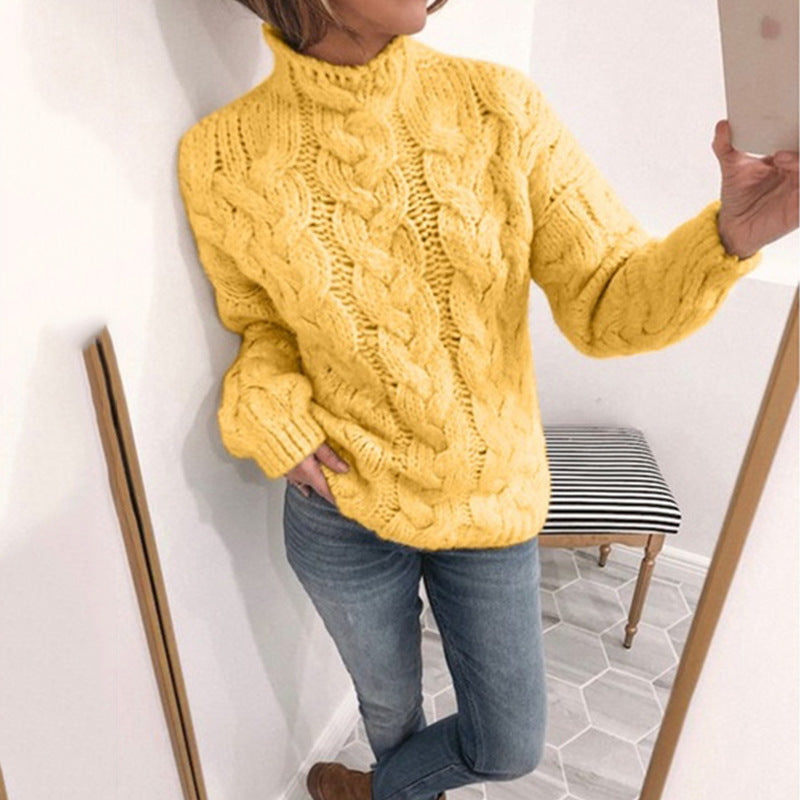 Lea - Pull à col roulé CozyKnit avec motif torsadé et tricot doux