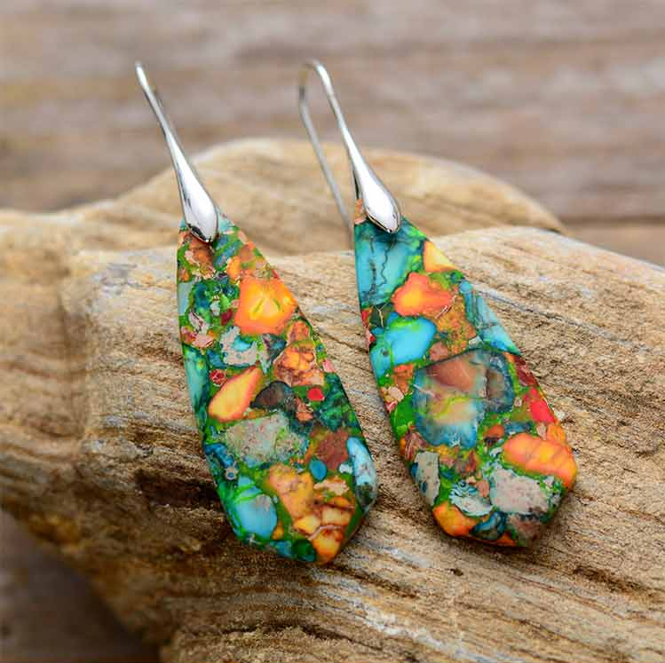 Isabelle - Boucles d'oreilles en jaspe coloré pour toutes les occasions