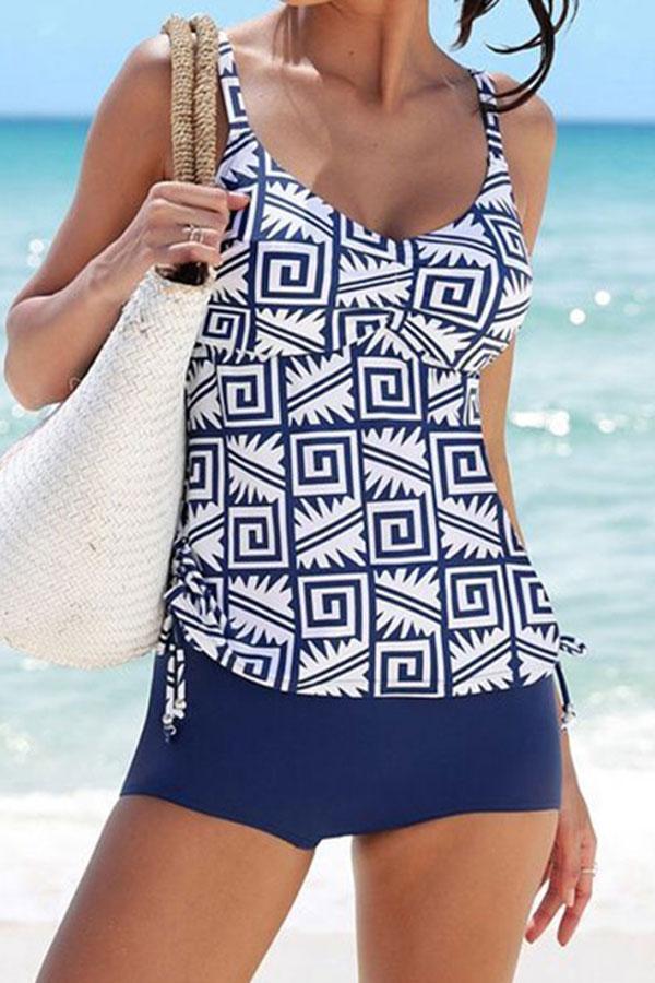 Tankini bleu avec impression