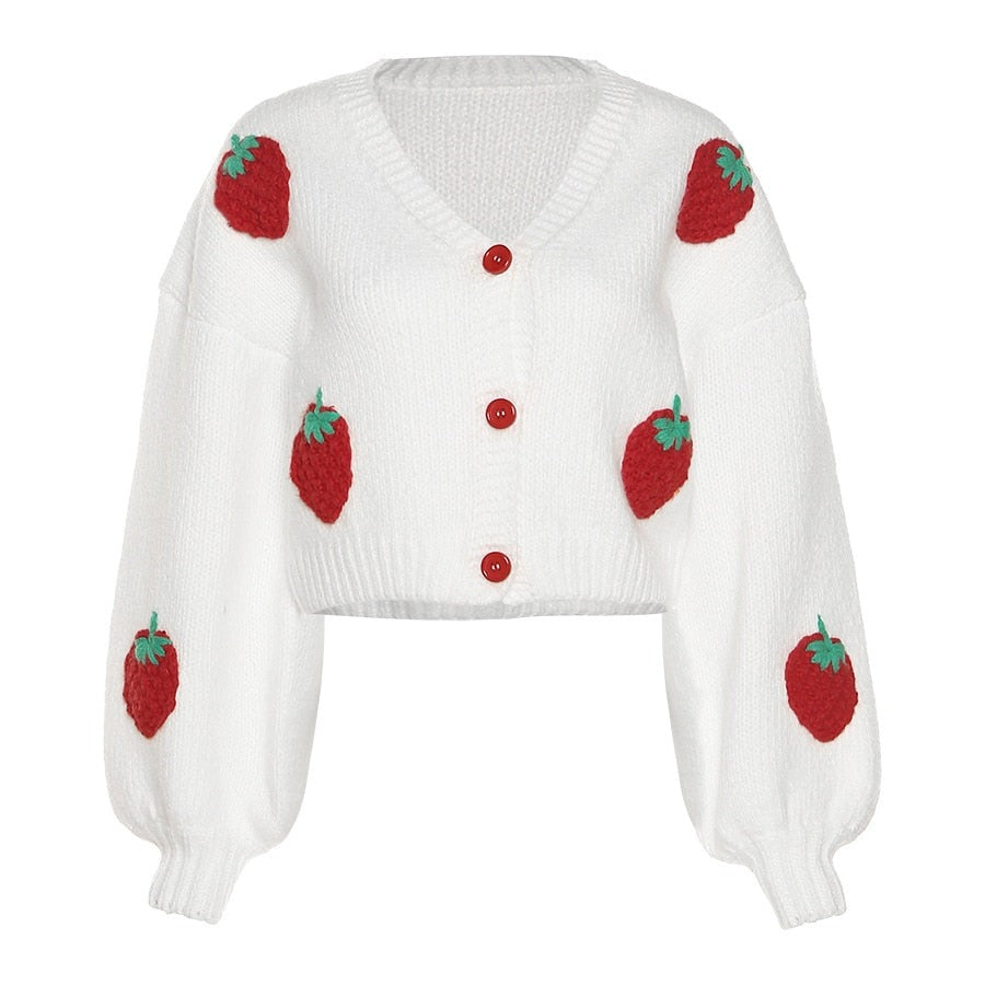 Gilet Fien - Cardigan tricoté avec de jolies fraises