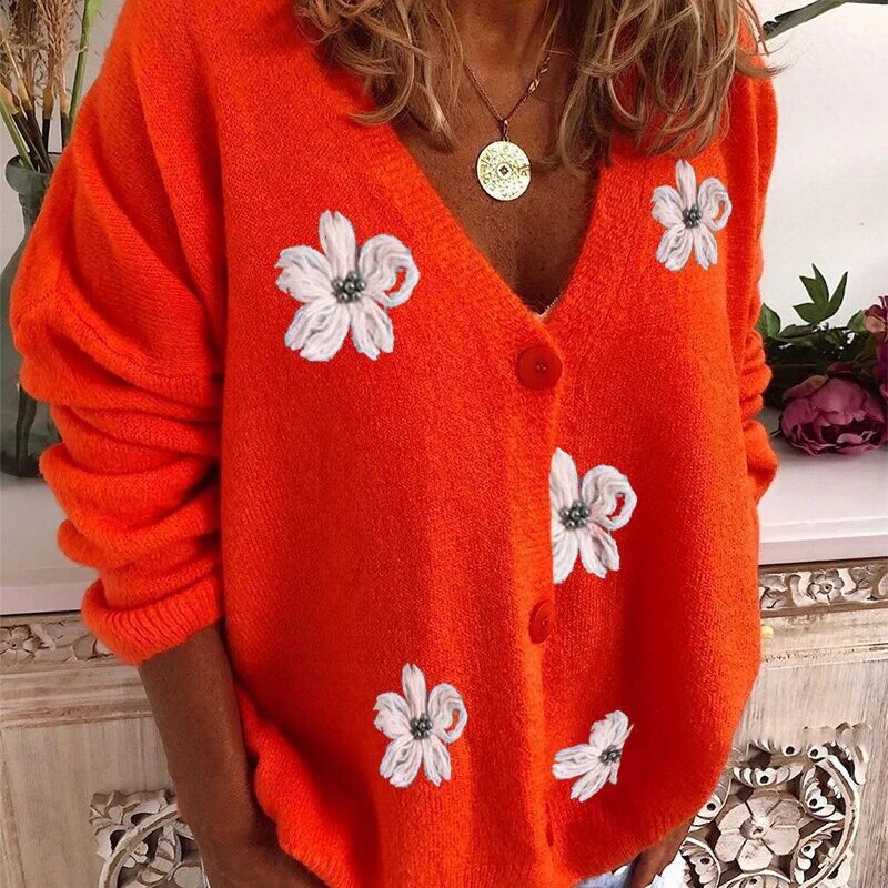 MiSun - Cardigan fleuri avec encolure en V