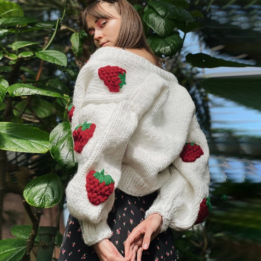 Gilet Fien - Cardigan tricoté avec de jolies fraises