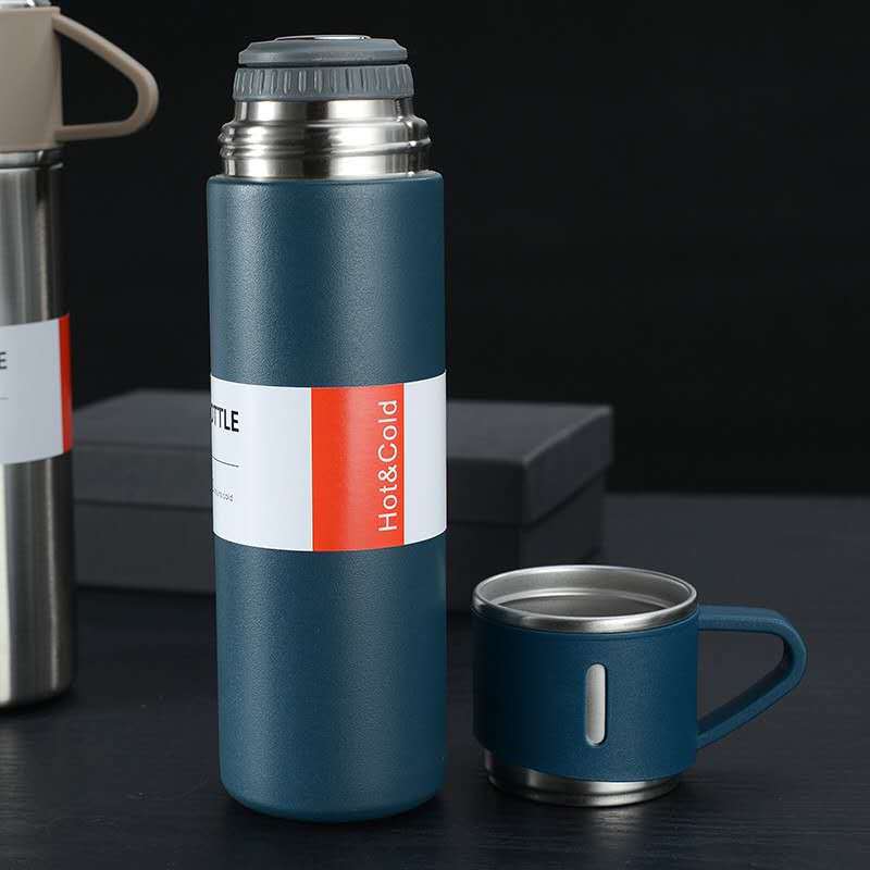 Thermos en Acier Inoxydable 12 Heures Chaud - Carafe Écologique avec Tasse (500ml)