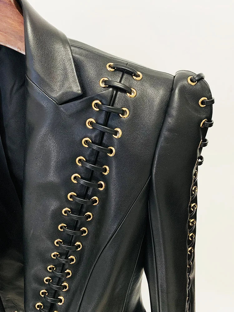 Veste gothique en cuir à lacets en corde Raven – Un Soupçon de Séduction