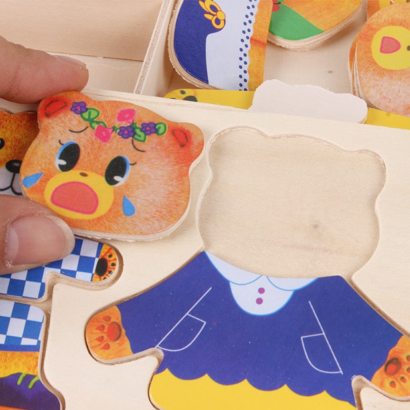 Puzzle en Bois - DressUp Max pour un Jeu Coloré